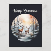 フェスティバルクリスマスの水色の鹿 シーズンポストカード (正面)