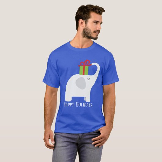 フェスティバルクリスマスの白い象が文字Tシャツを追加 Tシャツ (正面フル)