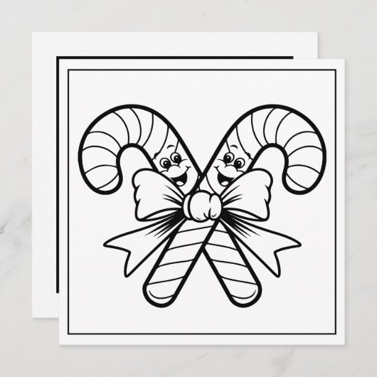 フェスティバルクリスマスの着色キャンディーケーン シーズンカード (正面/裏面)