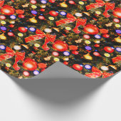 フェスティバルクリスマスの赤い弓 ラッピングペーパー (角)