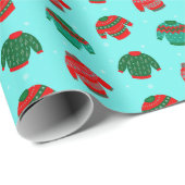 フェスティバルクリスマスの醜いセーター柄のギフト ラッピングペーパー (ロールコーナー)