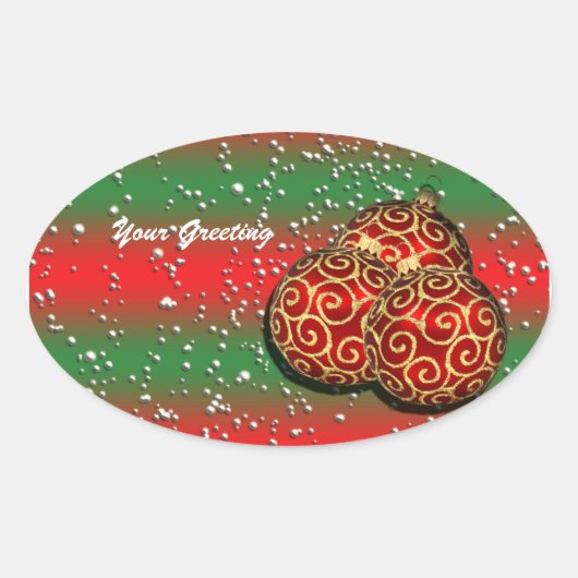フェスティバルクリスマスの雪の装飾 楕円形シール (正面)