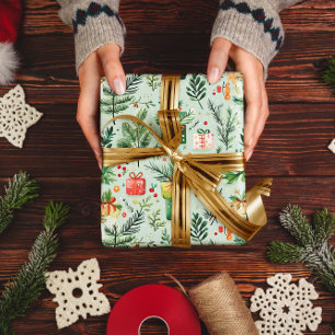 フェスティバルクリスマスをテーマにしたシームレスパターン ラッピングペーパー