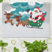 フェスティバルクリスマスアフリカンアメリカンサンタ キッチンタオル (折り畳み)