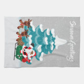 フェスティバルクリスマスアフリカンアメリカンサンタ キッチンタオル (横)