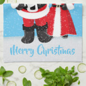 フェスティバルクリスマスアフリカンサンタの名前 キッチンタオル (折り畳み)