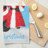 フェスティバルクリスマスアフリカンサンタの名前 キッチンタオル (四つ折り)