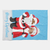 フェスティバルクリスマスアフリカンサンタの名前 キッチンタオル (横)