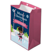 フェスティバルクリスマスアフリカ系アメリカ人ガール ミディアムペーパーバッグ (正面アングル)