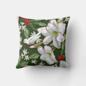 フェスティバルクリスマスアマリリス+ホリーパターン クッション (裏面)