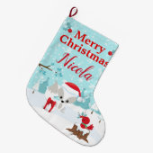 フェスティバルクリスマスアークティックキツネ&冬のシーン ラージクリスマスストッキング (正面 (吊り時))