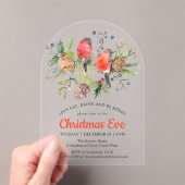 フェスティバルクリスマスイブウォーターカラーブルフィンチフローラ アクリル招待状 (インサイチュ (ポータブル))