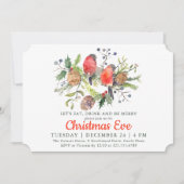 フェスティバルクリスマスイブウォーターカラーブルフィンチフローラ 招待状 (正面)