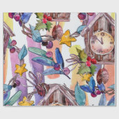 フェスティバルクリスマスイラストレーション包装紙 ラッピングペーパー (フラット)