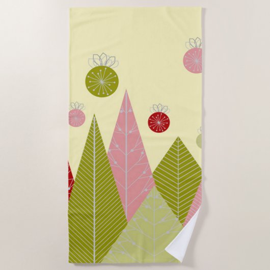 フェスティバルクリスマスイラストレーション ビーチタオル (正面)