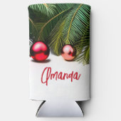 フェスティバルクリスマスイン7月のトロピカルパームツリー名 スリム缶クーラー (正面)