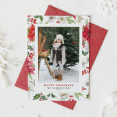 フェスティバルクリスマスウィンターフローラルパターンフォト シーズンカード