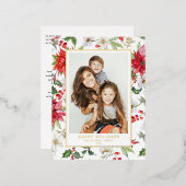 フェスティバルクリスマスウィンターフローラルパターンフォト 箔シーズンポストカード (正面/裏面)
