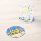 フェスティバルクリスマスウィンターホームウォーターカラー ラウンドペーパーコースター (インサイチュ)