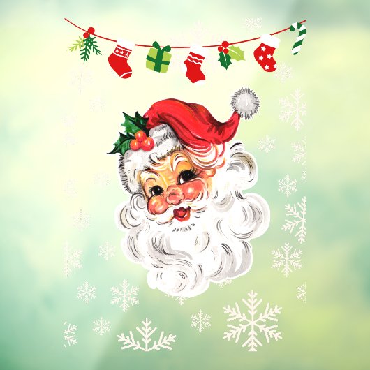フェスティバルクリスマスウィンドウデカール- Cute Santa ウィンドウサイン (シート3)