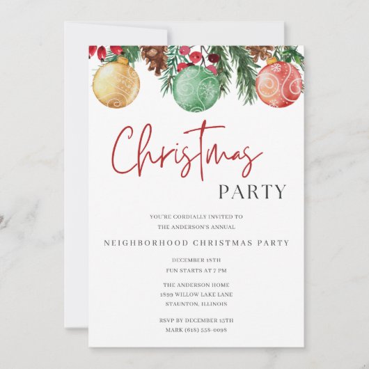 フェスティバルクリスマスウィンドホリデーパーティー 招待状 (正面)