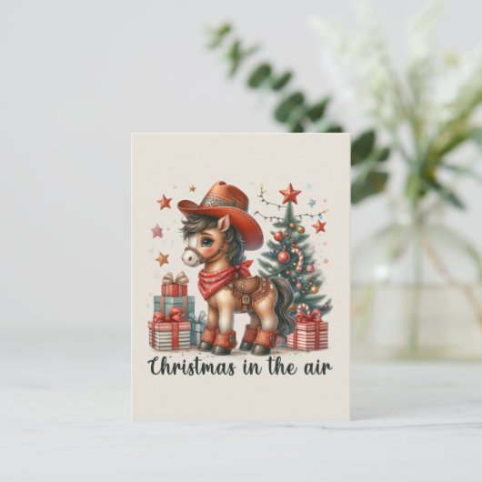 フェスティバルクリスマスウェスタンの馬のメッセージを追加 シーズンポストカード (スタンド正面)