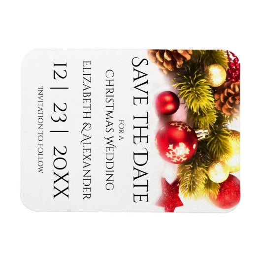 フェスティバルクリスマスウェディング日付磁石を保存 マグネット (横)