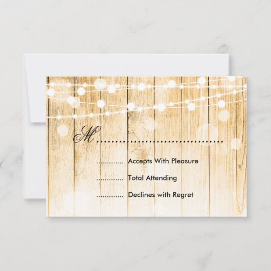 フェスティバルクリスマスウェディングRSVPツリーライトリボン 出欠カード (正面)