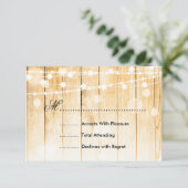 フェスティバルクリスマスウェディングRSVPツリーライトリボン 出欠カード (スタンド正面)