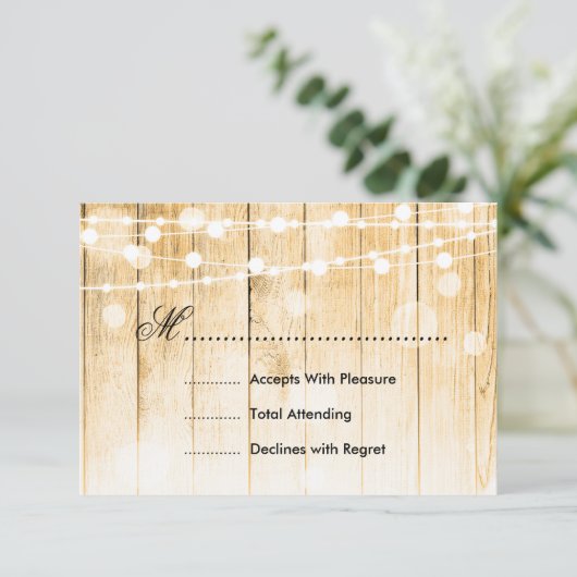 フェスティバルクリスマスウェディングRSVPツリーライトリボン 出欠カード (スタンド正面)