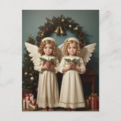 フェスティバルクリスマスウォーターカラーエンジェルズホリデイ シーズンポストカード (正面)