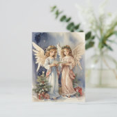 フェスティバルクリスマスウォーターカラーエンジェルズホリデイ シーズンポストカード (スタンド正面)