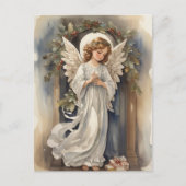 フェスティバルクリスマスウォーターカラーエンジェルズホリデイ シーズンポストカード (正面)