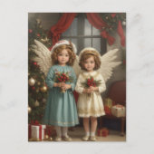 フェスティバルクリスマスウォーターカラーエンジェルズホリデイ シーズンポストカード (正面)