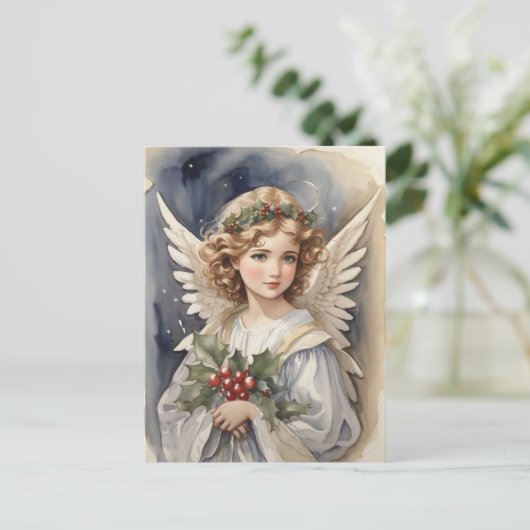 フェスティバルクリスマスウォーターカラーエンジェルホリデイ シーズンポストカード (スタンド正面)