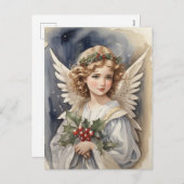 フェスティバルクリスマスウォーターカラーエンジェルホリデイ シーズンポストカード (正面/裏面)