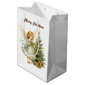 フェスティバルクリスマスウォーターカラーエンジェル追加文字媒体 ミディアムペーパーバッグ (裏面アングル)