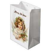 フェスティバルクリスマスウォーターカラーエンジェル追加文字 ミディアムペーパーバッグ (裏面アングル)