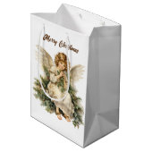 フェスティバルクリスマスウォーターカラーエンジェル追加文字 ミディアムペーパーバッグ (裏面アングル)
