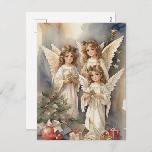 フェスティバルクリスマスウォーターカラーエンジェル シーズンポストカード (正面/裏面)
