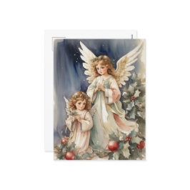 フェスティバルクリスマスウォーターカラーエンジェル シーズンポストカード