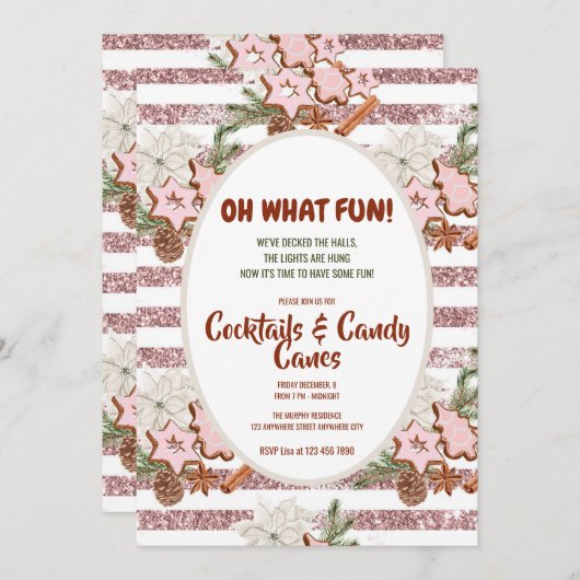 フェスティバルクリスマスウォーターカラーカクテルパーティーインビタ 招待状 (正面/裏面)