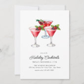 フェスティバルクリスマスウォーターカラーカクテルパーティーインヴィ 招待状 (正面)