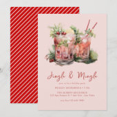 フェスティバルクリスマスウォーターカラーカクテルパーティー 招待状 (正面/裏面)