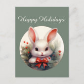 フェスティバルクリスマスウォーターカラーカントリーバニーホリデー シーズンポストカード (正面)