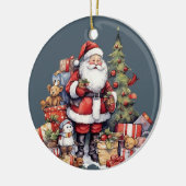 フェスティバルクリスマスウォーターカラーサンタアド文字 セラミックオーナメント (左)