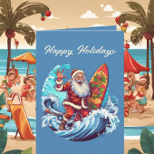 フェスティバルクリスマスウォーターカラーサンタビーチ カード