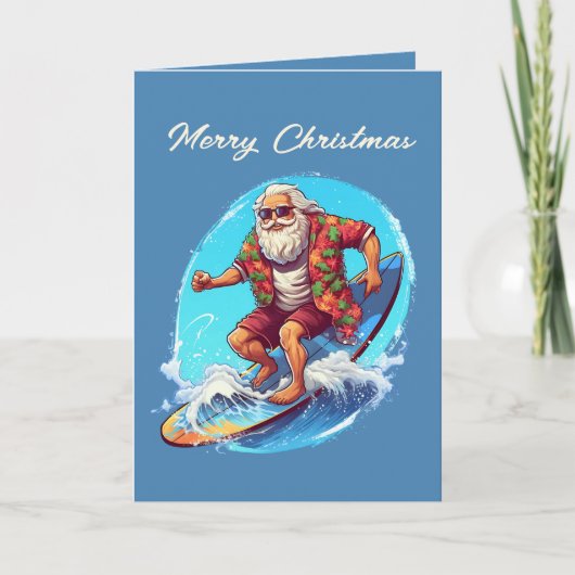 フェスティバルクリスマスウォーターカラーサンタビーチ カード (正面)