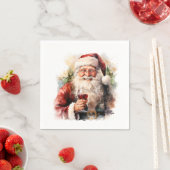 フェスティバルクリスマスウォーターカラーサンタ飲みナプキン スタンダードカクテルナプキン (インサイチュ)