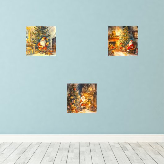 フェスティバルクリスマスウォーターカラーサンタ (ウッドフロア)